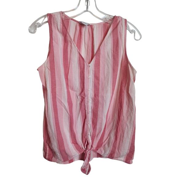 Liz Claiborne Cotton Sleeveless Tie Front Top, Small - Picture 1 of 5